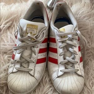 Adidas Red and White Sneakers